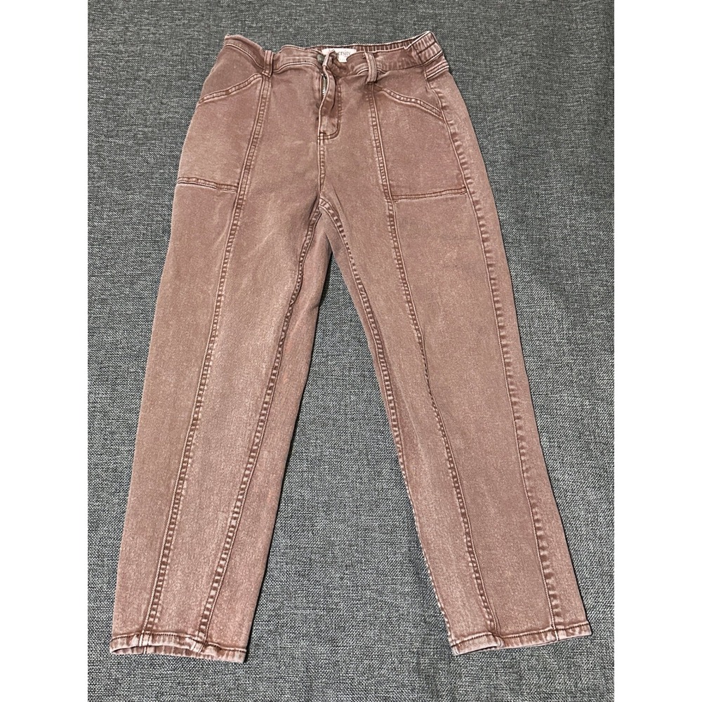 University Club Women's Waist 28‎ High Waist Jeans Straight Leg Seam Detail